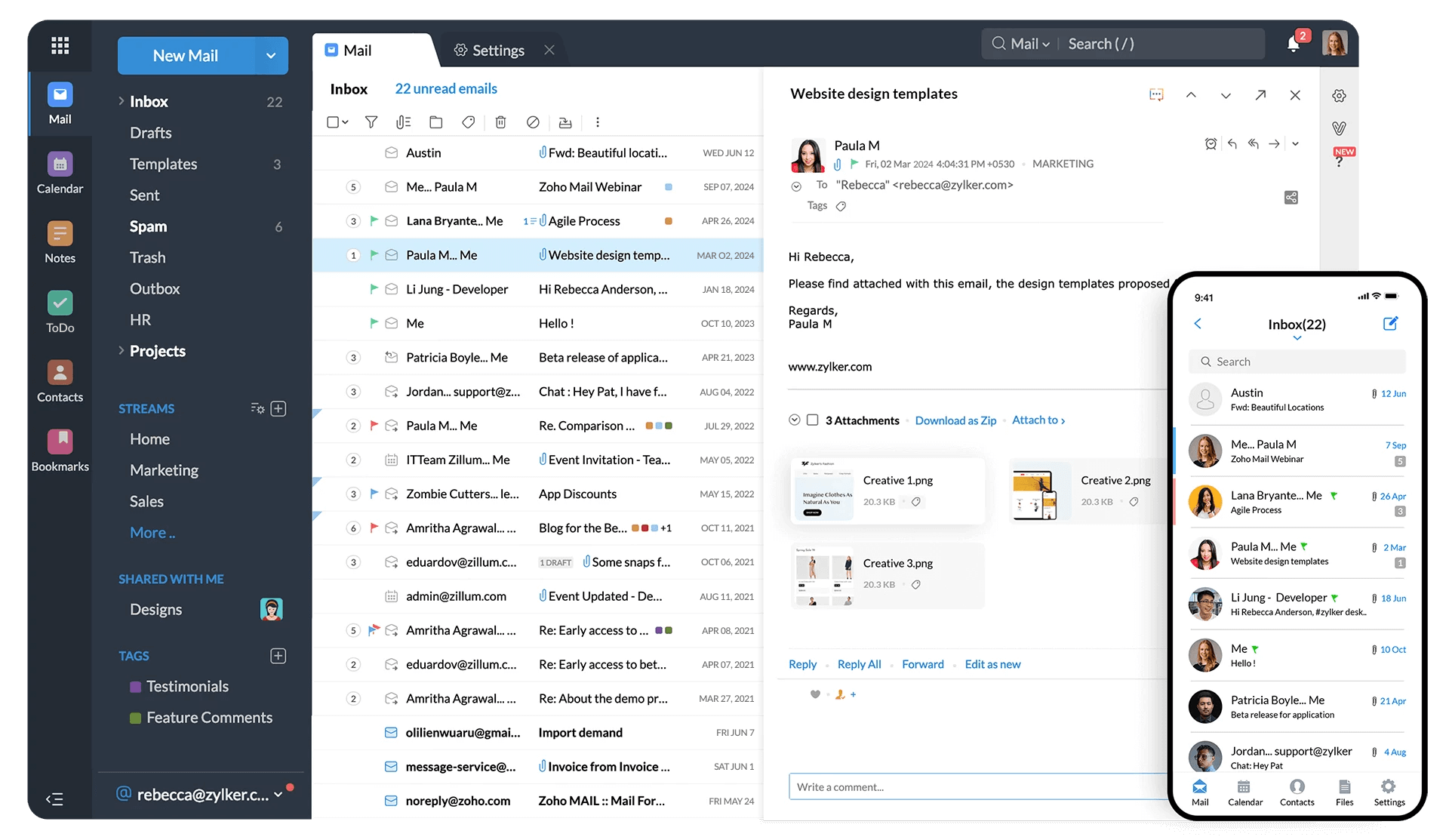 Interface do E-mail Corporativo